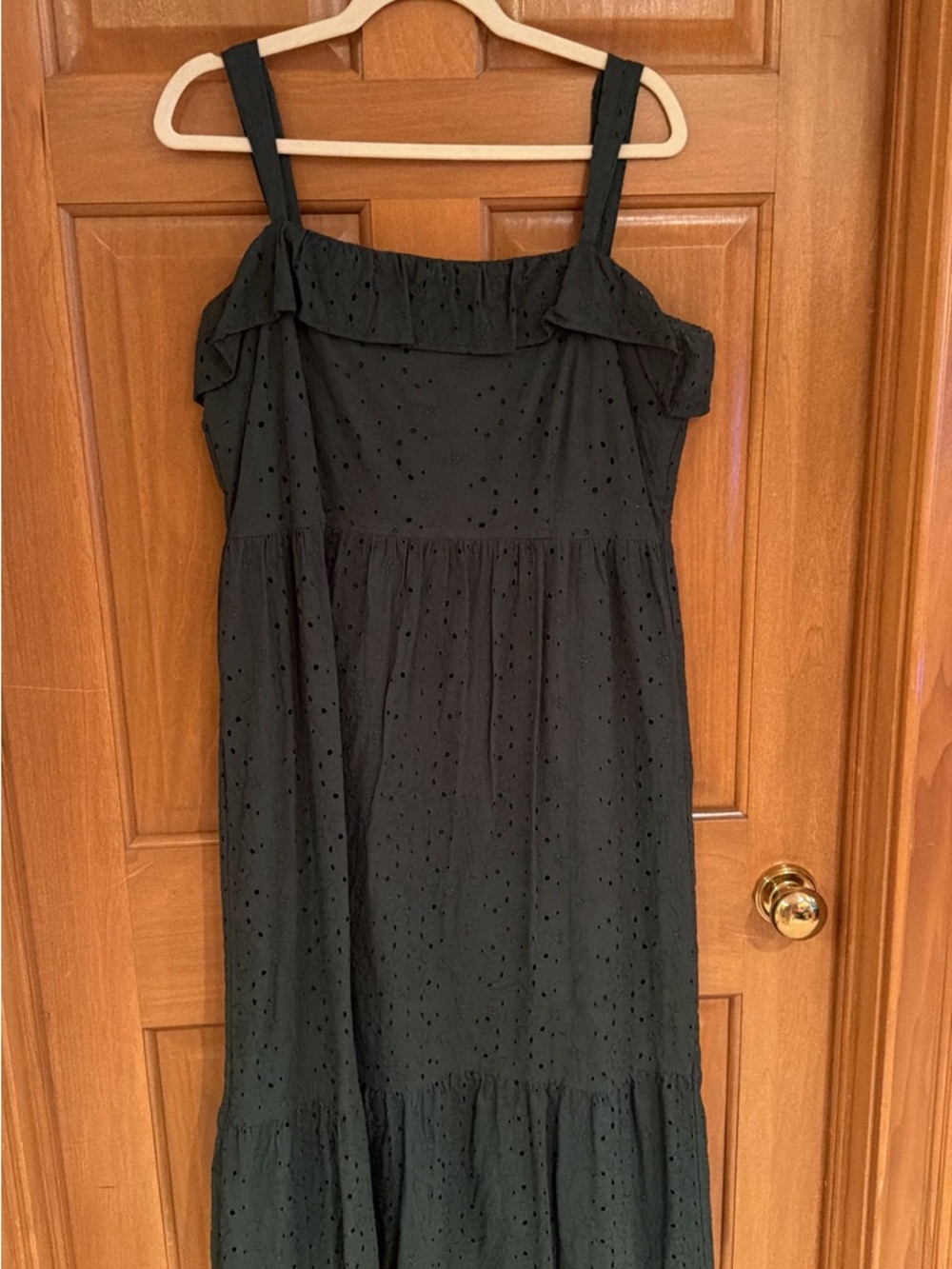 LOFT Black Eyelet Midi Dress